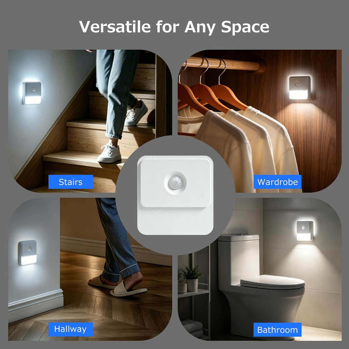 Backlit Cool White Rechargeable Motion Sensor LED Foot Light Auto On/Off