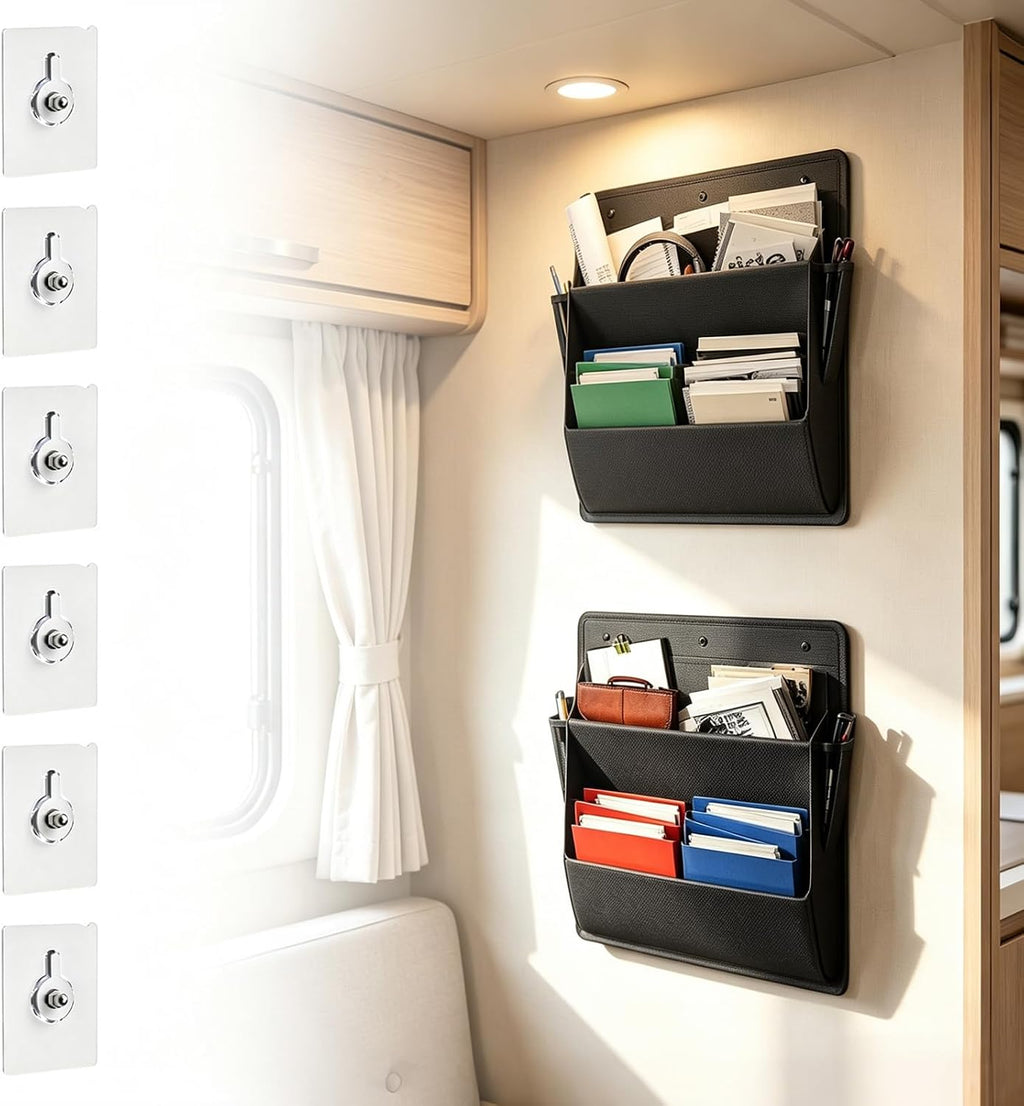 2PCS RV Shoe Storage Organizer, 16.9'' X 18.3' Wall Mounted Camper Accessories Organizer, Durable Tough Oxford Material no Punching/no Damage To The Door, Suitable Student Dormitories