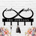 Personalized Metal Key Holder with Family Name,Custom Wedding, Anniversary, or Housewarming Present,Wall Mounted Key Hooks for Couples,Elegant Home Decor for Entryway