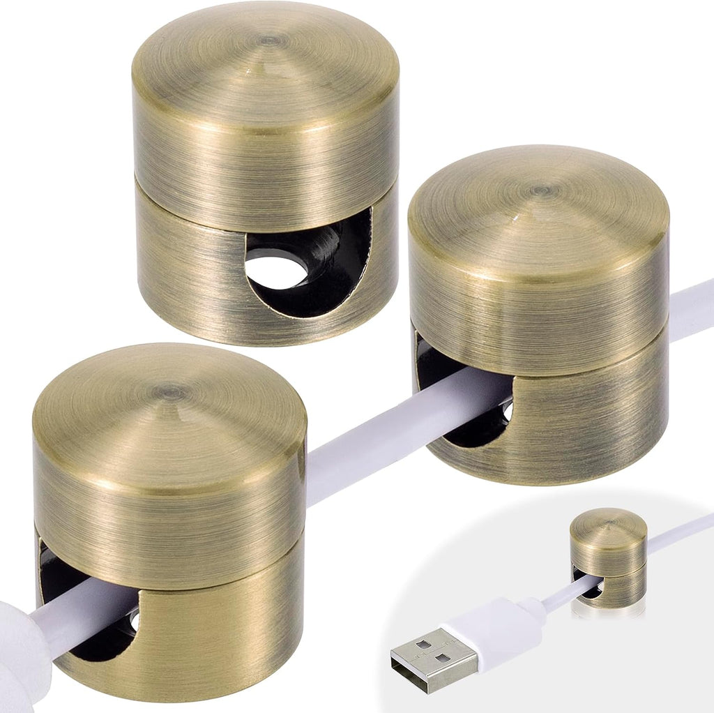3pcs Cable Anchors for Desk, 0.63x0.67in, Antique Copper