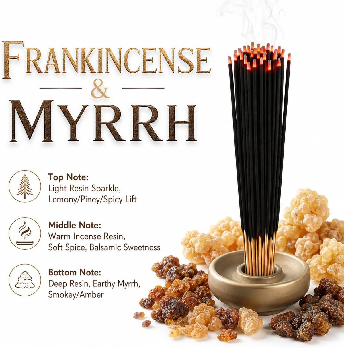 Frankincense and Myrrh Exotic Incense Sticks 11 Inch - Bulk 1 Bundle 45 to 50 Sticks - Natural 11" Long Lasting Aroma that Burns for 45 to 60 Minutes.