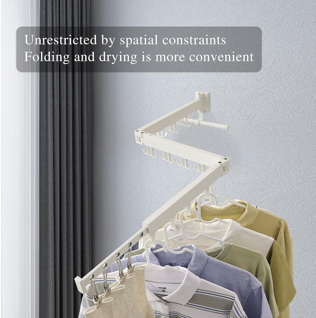 RFOUO Wall Mounted Clothes Drying Rack Tri-Fold, White