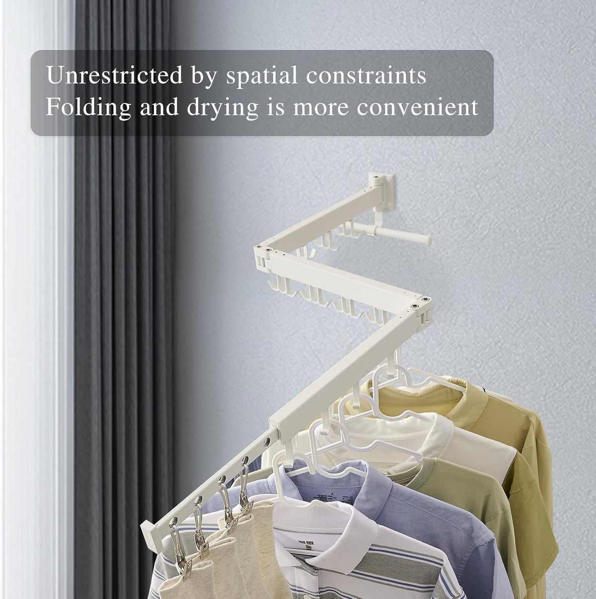 RFOUO Wall Mounted Clothes Drying Rack Tri-Fold, White