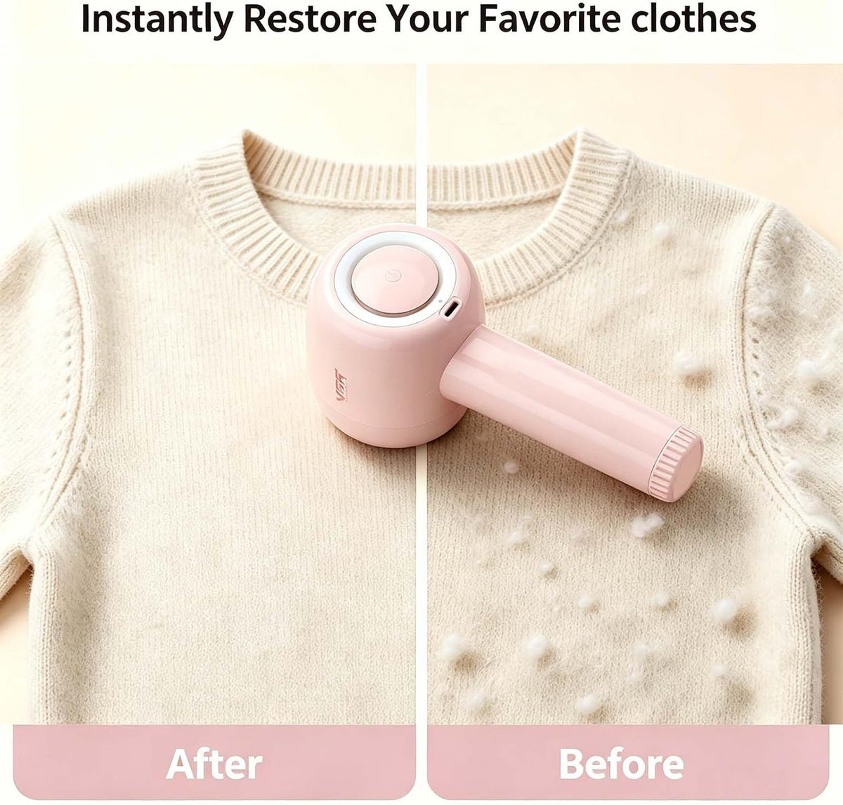 VGR 813 Rechargeable Fabric Shaver,6-Blade Lint Remover,Pink