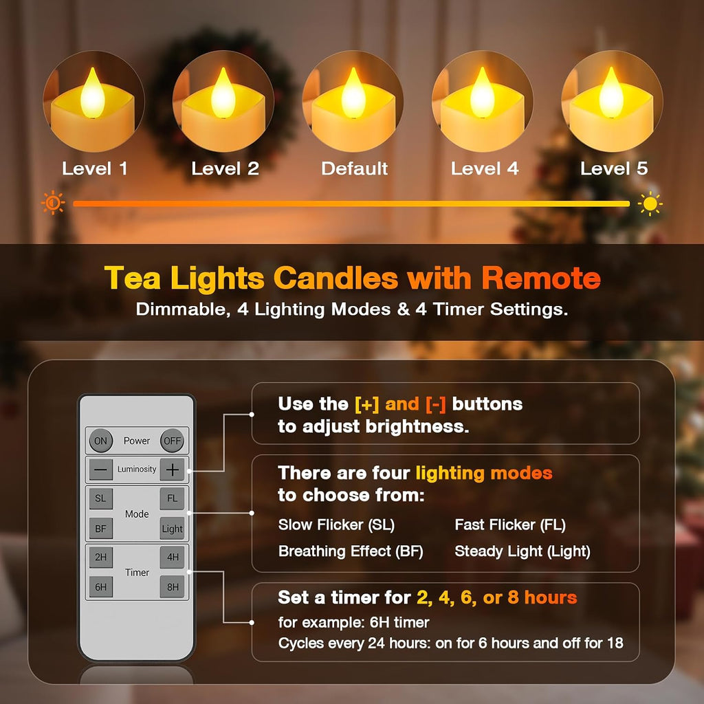 Yme Rechargeable Tea Lights Candles with Remote & USB-C Charging Base