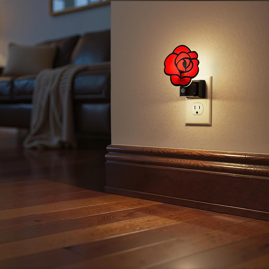 Briignite Flower Night Light, Rose Night Lights Plug into Wall Dimmable