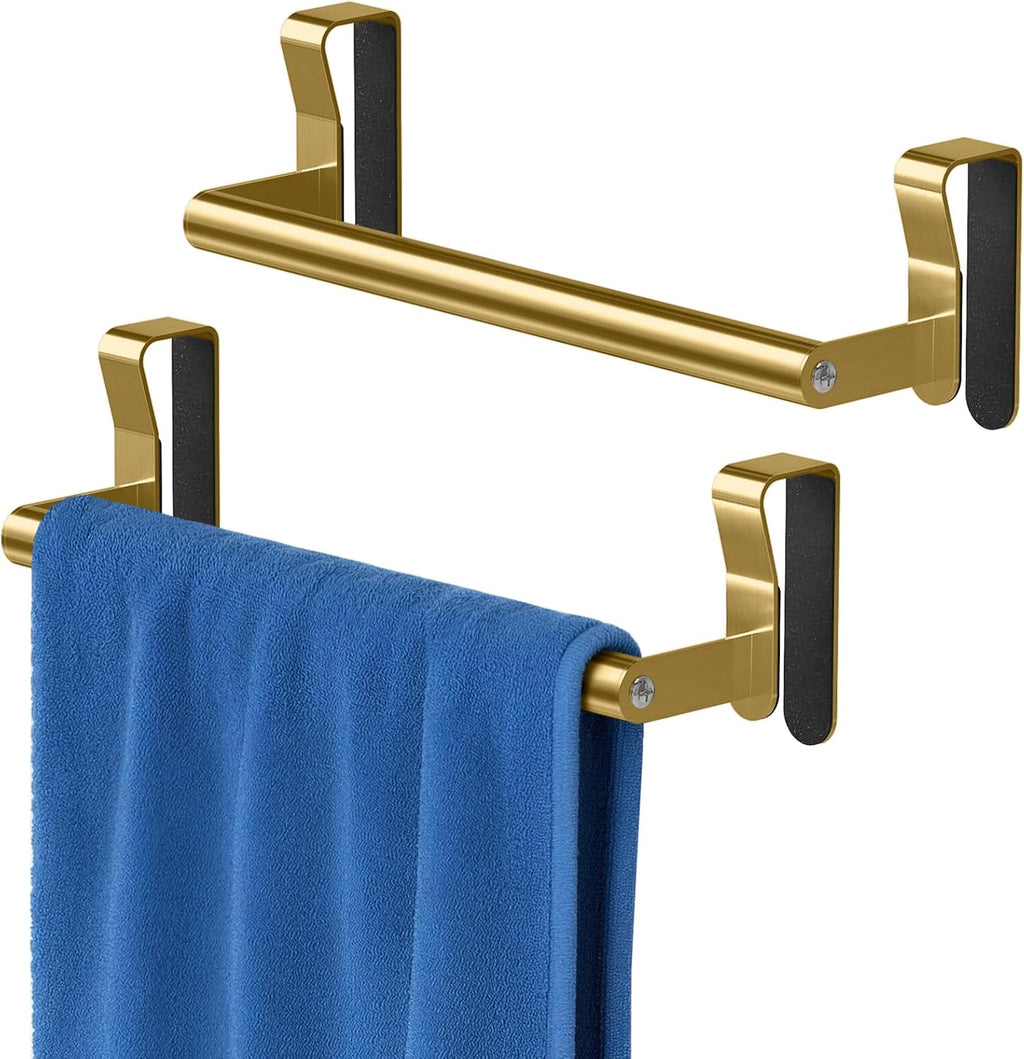 STWWO Gold Over Cabinet Towel Holder for Kitchen Cabinet Door, 2 Pack Bars