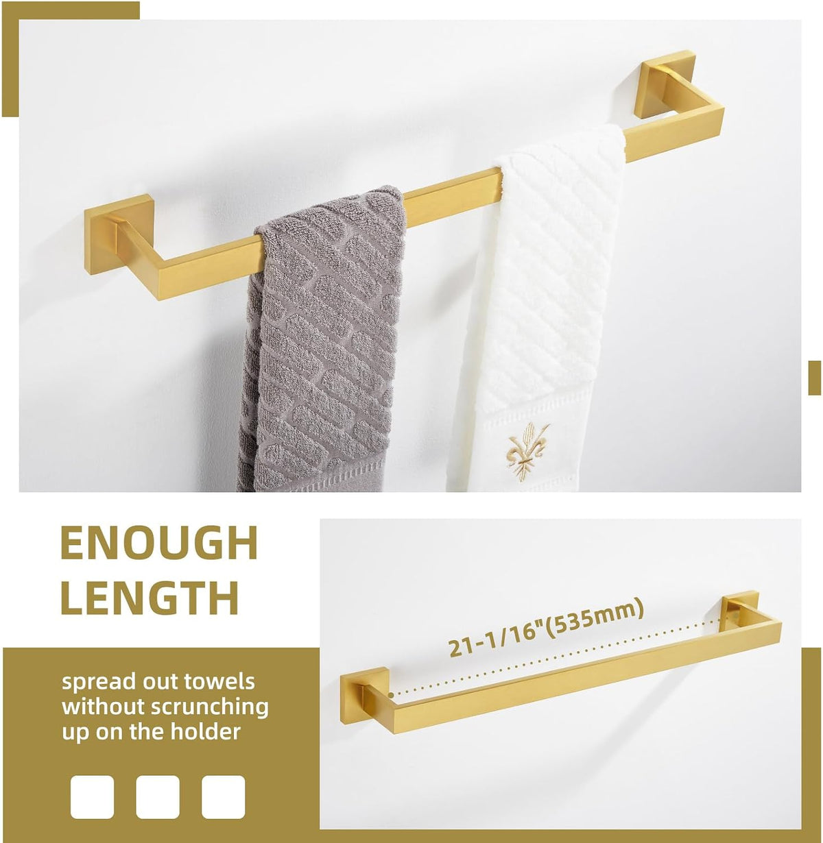Angle Simple 23.74 Inches Towel Holder, Single Towel Bar, Brushed Dark Gold