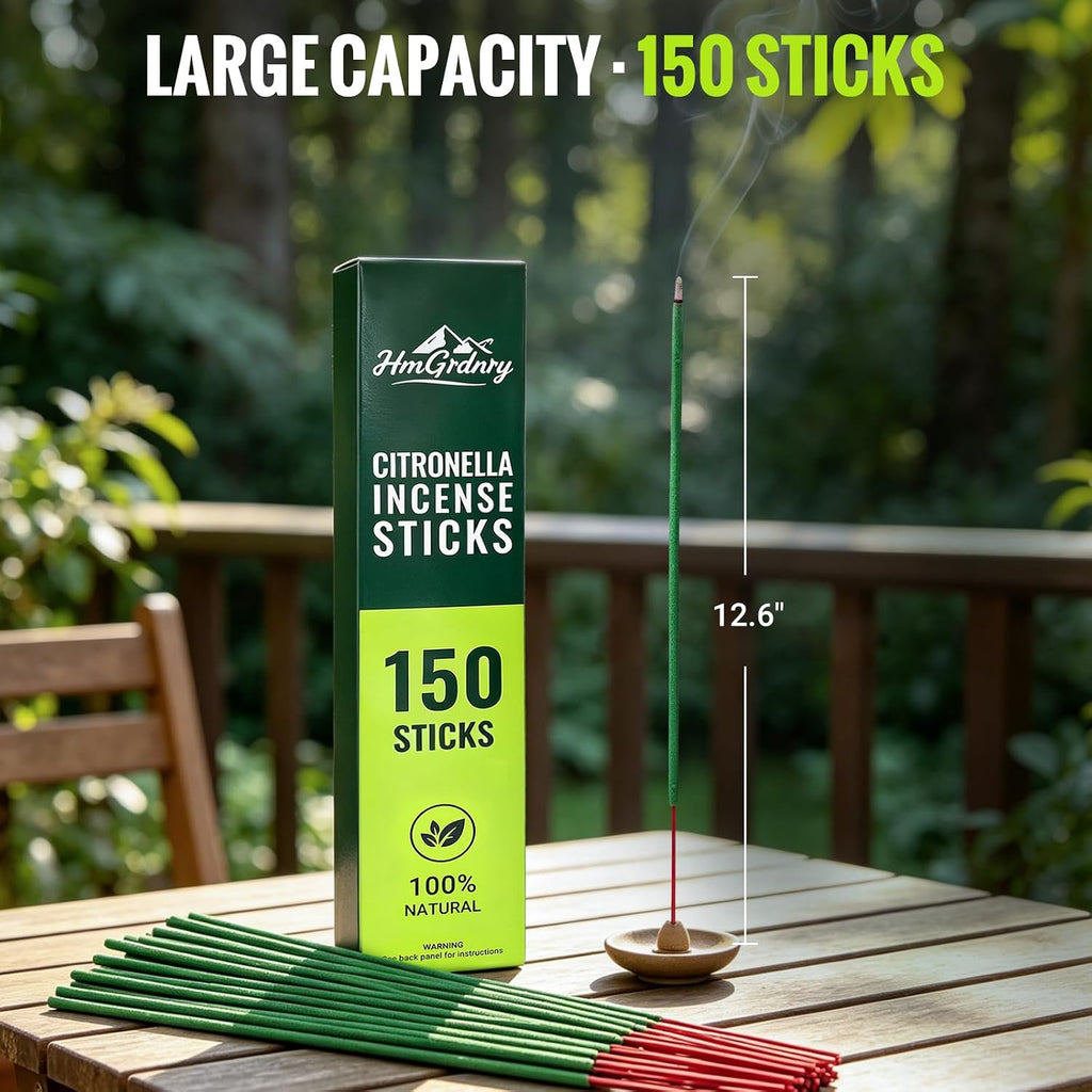 Citronella Incense Sticks (150 Sticks) – Citronella Incense Sticks Outdoor for Home Outside, Pool Side, Patio, Camping, Porches, Courtyards – Long Lasting Outdoor Incense
