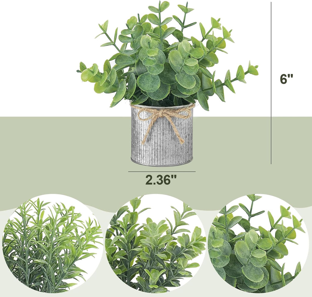 Mkono Small Fake Plants, 3 Pack Mini Faux Plants for Farmhouse Home Decor