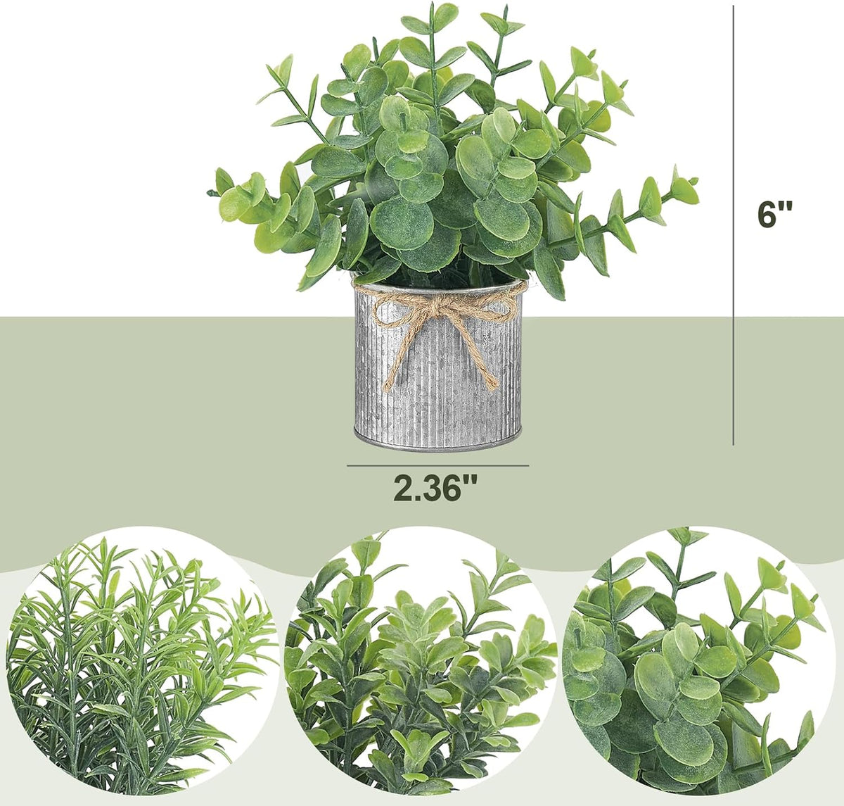 Mkono Small Fake Plants, 3 Pack Mini Faux Plants for Farmhouse Home Decor