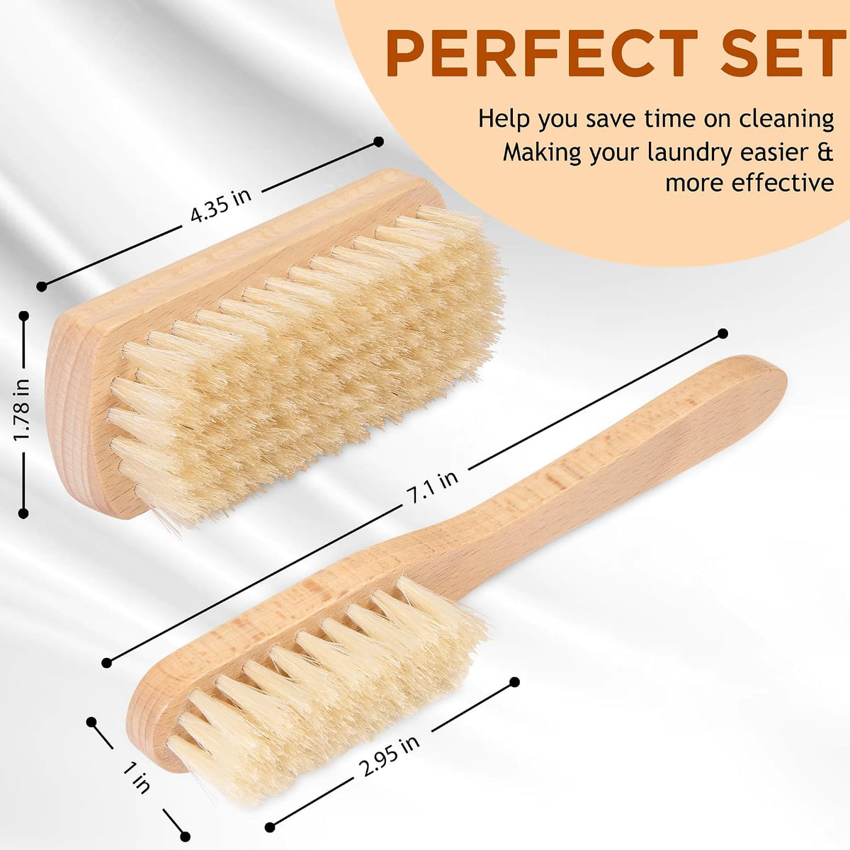 TAKAVU Laundry Brush Set, Soft Boar Bristle and Compact Wood Handle