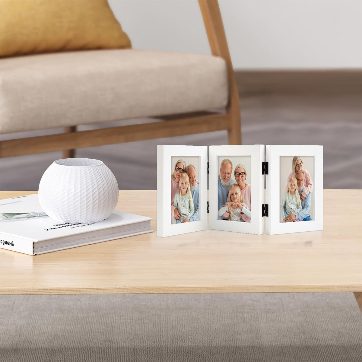 Frametory, 4x6 Triple Picture Frames White, 1 Pack