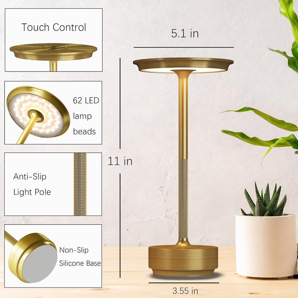 2 Pack Cordless Table Lamps Rechargeable, 5000mAh LED Table Light