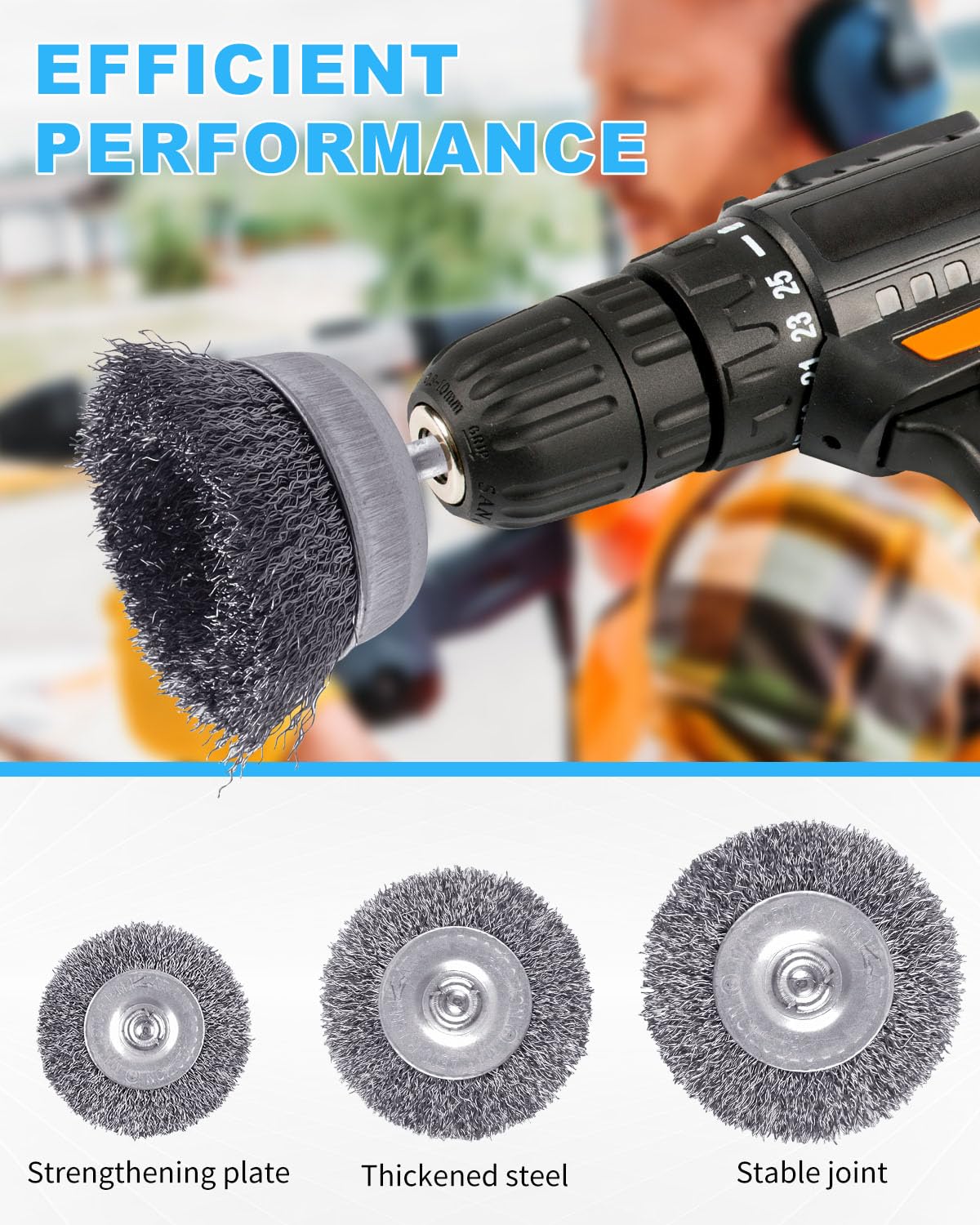 Rocaris 42 Pack Carbon Steel Wire Wheel Brush Set with 1/4-Inch Round Shank