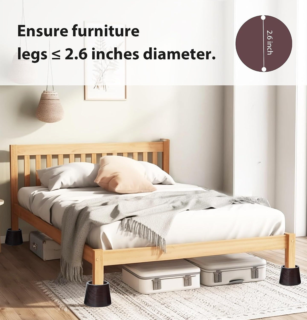 Bed Risers - Premium Pine Wood Furniture Risers, Sturdy 3-Inch Lifts for Heavy-Duty Support and Enhanced Decor (Dark Brown, 3 Inch)