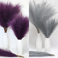 MAKHOT Pampas Grass Tall, 30” Bundle of 5 Detachable Fake Artificial Dried Grey Floral Grass Home Living Room Decor, Faux Gray Pampas Grass Decor Fluffy Filler for Floor Vases(Purple/Gray)