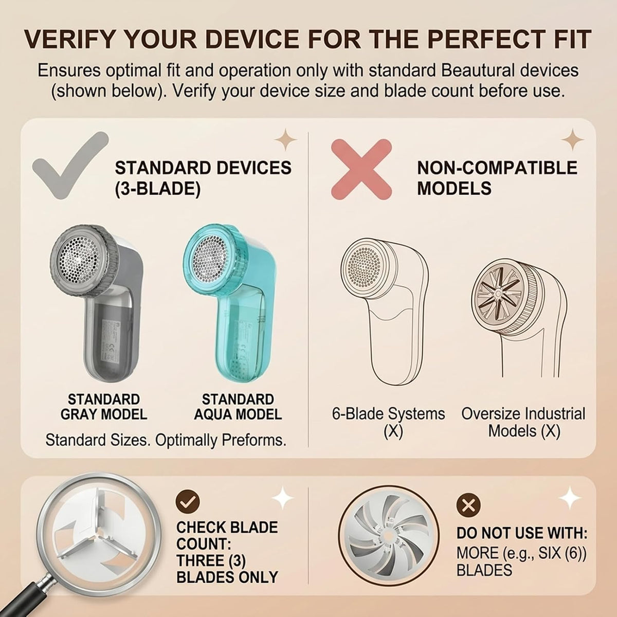(ONLY For 3-Leaf)Compatible with Beautural Fabric Shaver Replacement Blades