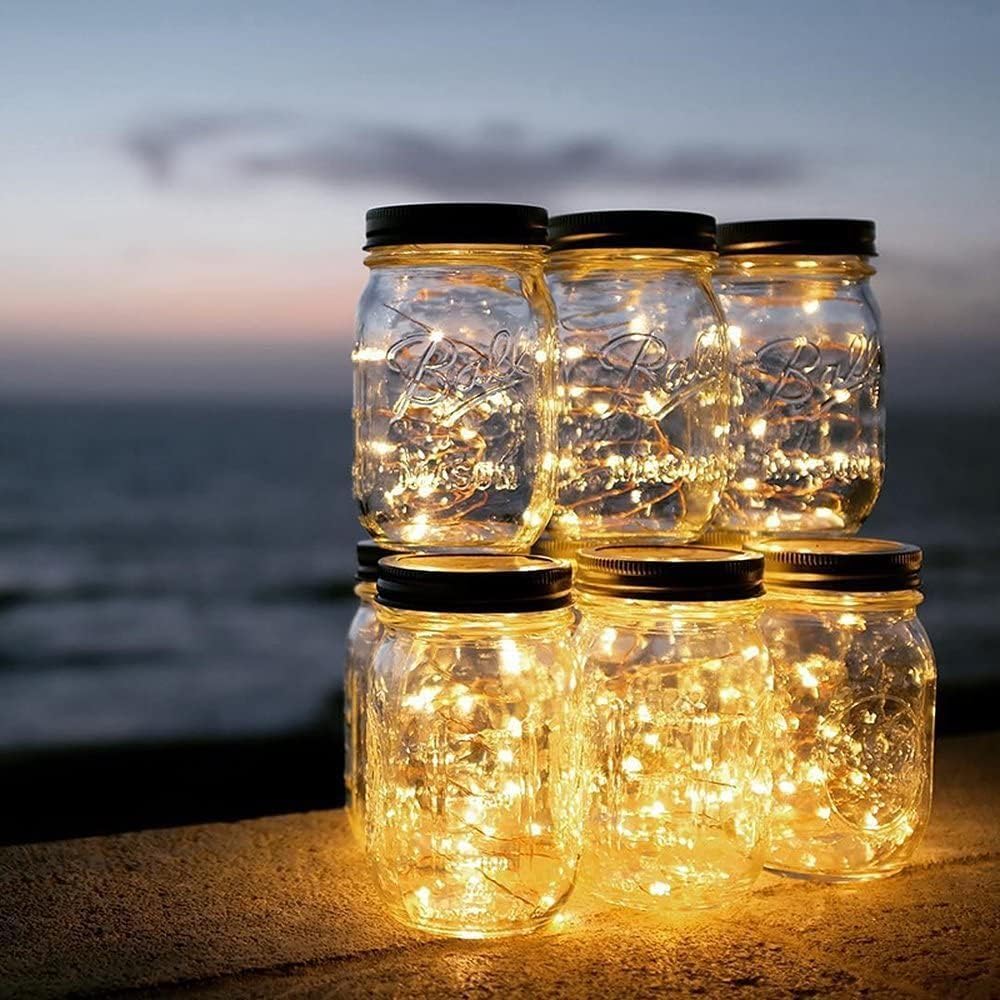 14 Pack Fairy Lights Battery Operated - 7ft 20 LED Twinkle Lights Copper Wire Mini String Lights Firefly Lights for Mason Jars DIY Crafts Christmas Centerpiece Table Decor, Warm White+Cool White
