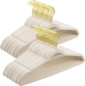 Velvet Hangers 60 Pack - Heavy Duty Non Slip Clothes Hangers, Space Saving Slim Design for Coat/Suit with 360° Rotating Gold Hook - Premium Felt Hanger for Closet Organization- Ivory