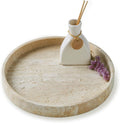 Travertine Marble Vanity Tray, Round Ottoman Tray Minimalist Modern Decorative & Fruit Serving Plate for Bathroom, Kitchen, Nightstand, Coffee Table Decor, Jewelry Ring Dish Holder, Beige
