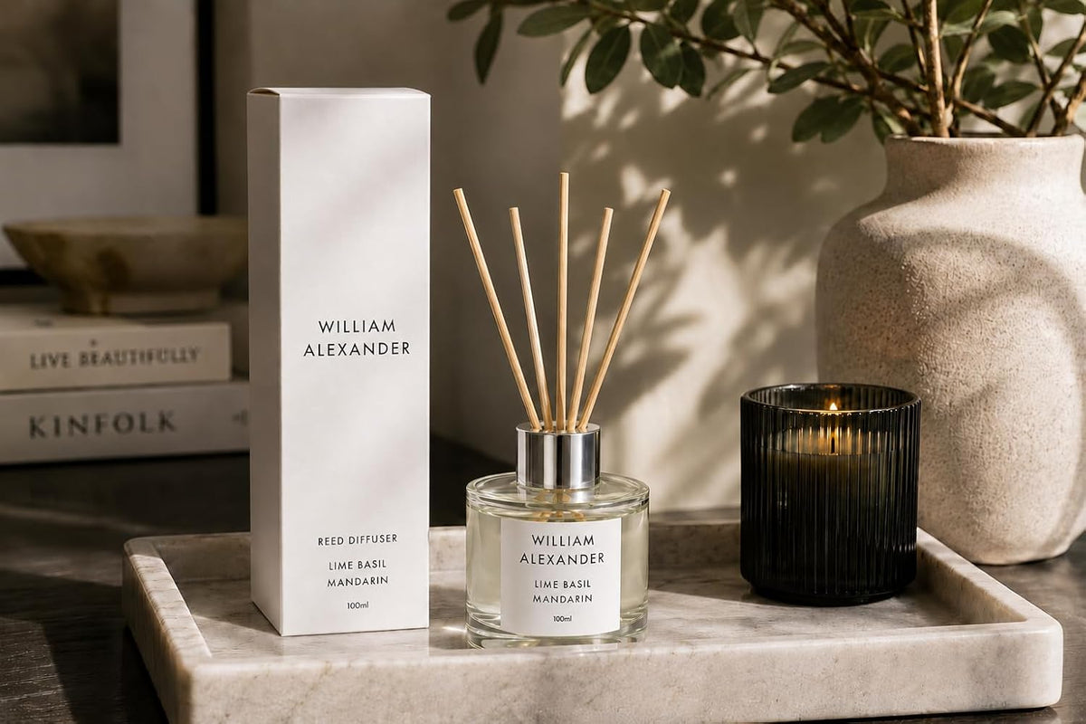 Lime Basil Mandarin Luxury Reed Diffuser Home Gift Set by William Alexander
