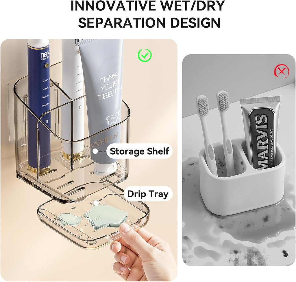 3 Slots Toothbrush Holders with Detachable Dividers for Bathrooms