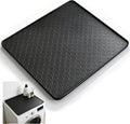 19.7"x19.7" Black Silicone Fridge Tray Mat with Raised Edges, Waterproof Drip Tray & Appliance Mat Under Fridge, Water Cooler, Washing Machine, Under Sink Tray