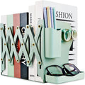Heavy Duty Bookends Adjustable Book End, Desk Book Holder for Shelves, Book Organizer for Desk, Suitable for Office Home School (19.69 inches Max) (Green)