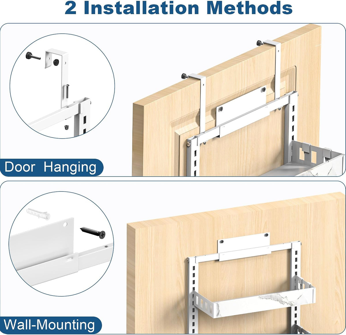 BUKFEN Over the Door Pantry Organizer, 2-IN-1 Door & Wall Mount Spice Rack