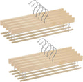 Chunful 10 Pack Wooden Velvet Pants Hangers,Beige