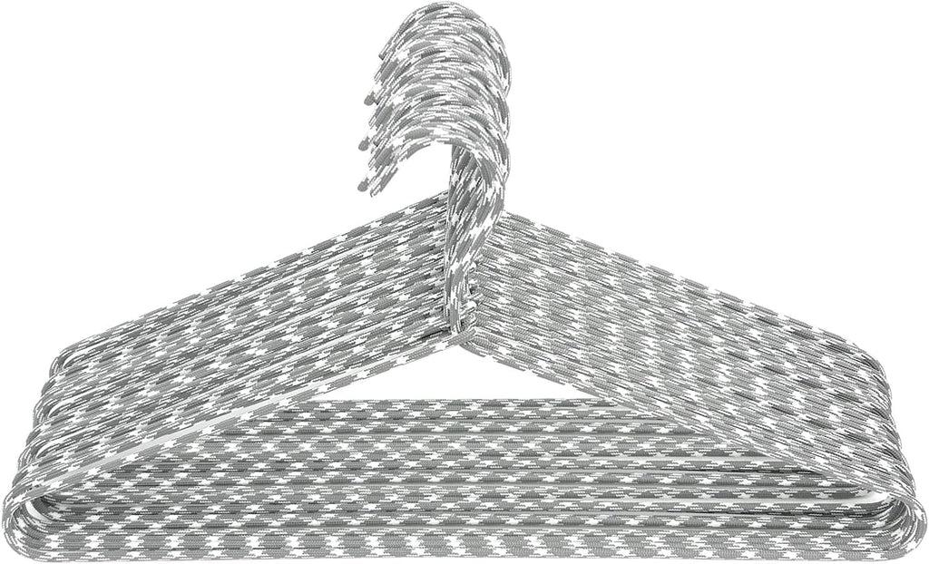 Clothes Hangers 30 Pack – Space Saving Fabric & Metal Hangers, Non-Slip Pant & Coat Hangers, Room Essentials, Closet, Durable Wardrobe Storage for Shirts, Suits & Pants – Grey/White