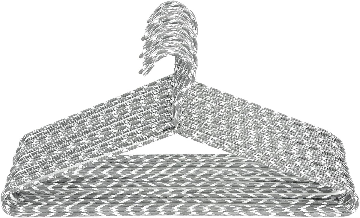 Clothes Hangers 30 Pack – Space Saving Fabric & Metal Hangers, Non-Slip Pant & Coat Hangers, Room Essentials, Closet, Durable Wardrobe Storage for Shirts, Suits & Pants – Grey/White