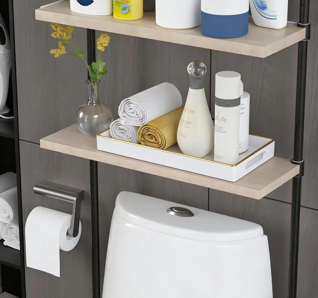 White Rectangular Bathroom Vanity Tray,14 Inch Countertop Storage Organizer