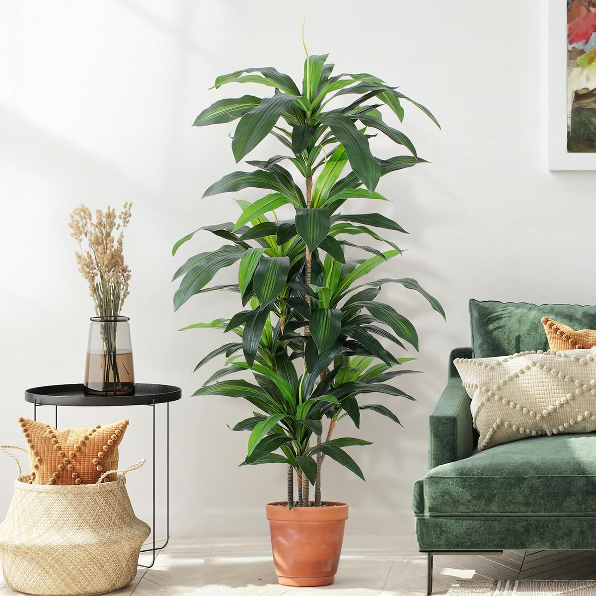Yepdin 5 FT Dracaena Tree Artificial, Fake Tree with Plastic Pot, Faux Tropical Yucca Floor Plant Lifelike Foliage and Branches, Artificial Plants Indoor for Home Office Living Room Decor Indoor