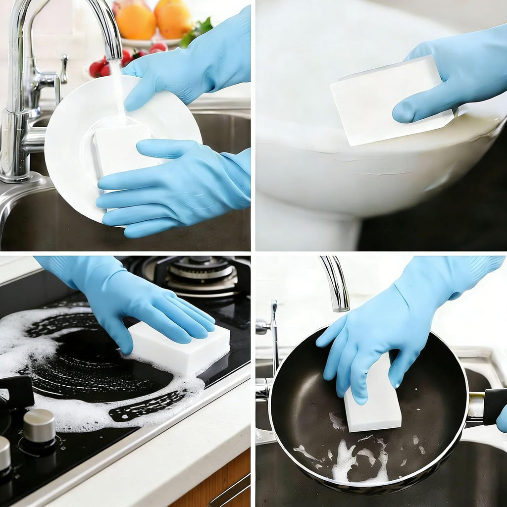 100 Piece Magic Shine Eraser, Powerful Cleaning Melamine Clean Sponge, Multi-Purpose Long Lasting Eraser Cleaner, Used for Wall, Kitchen, Bathroom, Furniture, Stain Removal-Household Necessities.