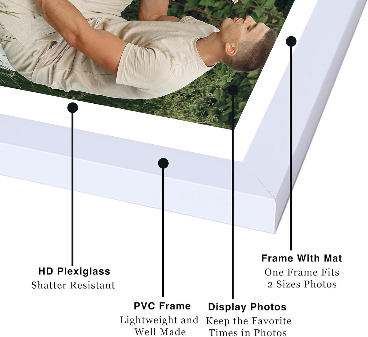 JCJMY 18 Packs 4x6 Picture Frames White, 4x6 Frames Bulk, Gallery Wall Frame Set, 4 by 6 Frame Set of 18, Collage Wall Decor Photo Frames Set for Wall Hanging and Tabletop, White