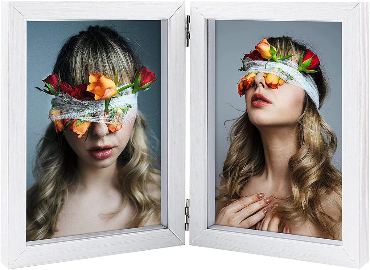 AVEAX Double 5x7 Picture Frame White Wood Photo Frame Shadow Box Frame