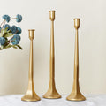 Iron Taper Candle Holder Set of 3 15.5" 14" 12" Decorative Modern Vintage Metal Tall Candlestick Holders for Wedding, Dinning Table,Mantle, Party Decoration（3, Antique Brass）