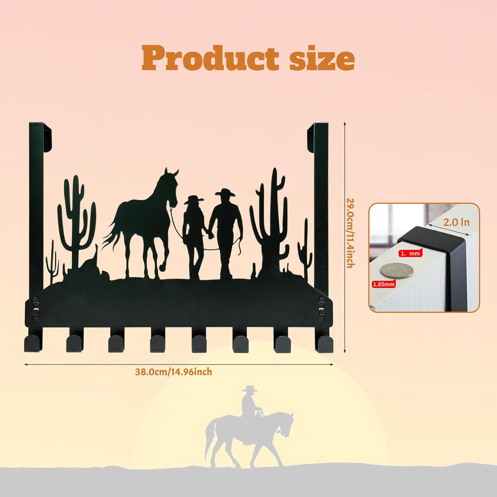 Cowboy Over the Door Hook Hanger,8 Decorative Towel Rack Organizer