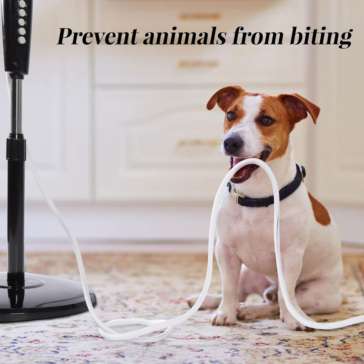 30ft Dog Cat Cord Protector Electric Wires Covers Wire Loom Tubing Protect Wires from Rabbits, Cats and Other Pets White