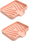2PCS Pink Self-Draining Silicone Bar Soap Dish and Holders for Shower