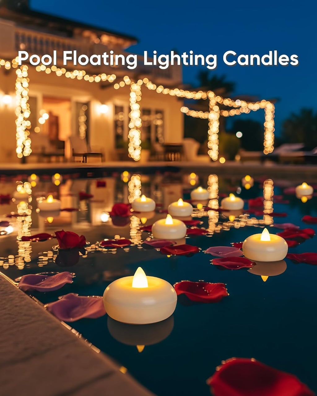 2" Flameless LED Floating Candles, White Waterproof Tealights, 6 Pack