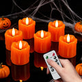 Orange Flameless Votive Candles Battery Operated with Remote Timer