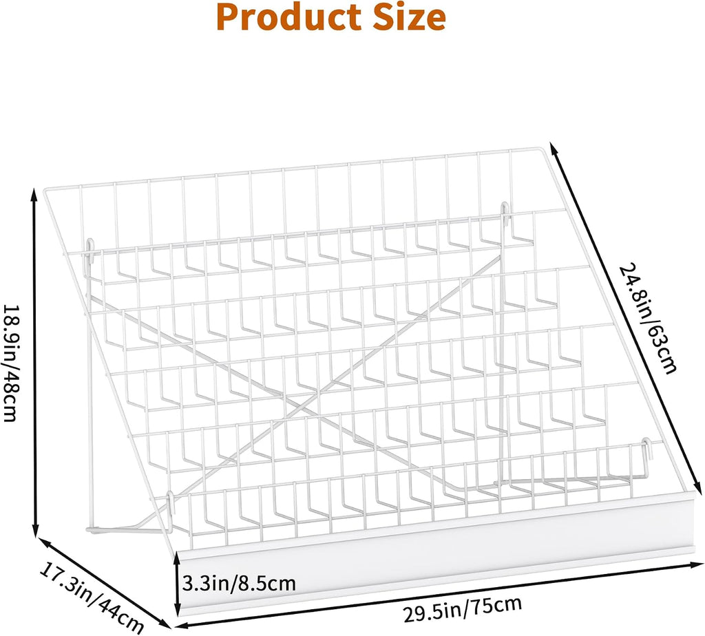 6-Tier 30" Wide Metal Magazine Holders with Sign Channel, White