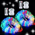 JMEXSUSS 2 Pack Battery Operated Christmas Lights Outdoor Rope Lights