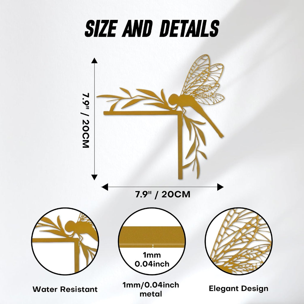 Rajukit Gold Dragonfly Wall Art, Door Frame Decor