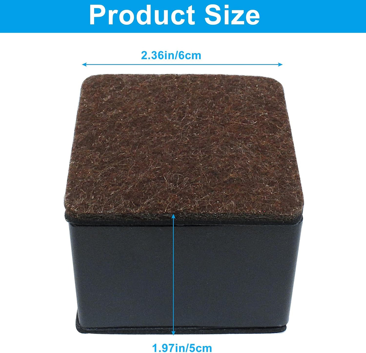 4 Pcs Self-Adhesive Furniture Bed Risers, 2in, Black