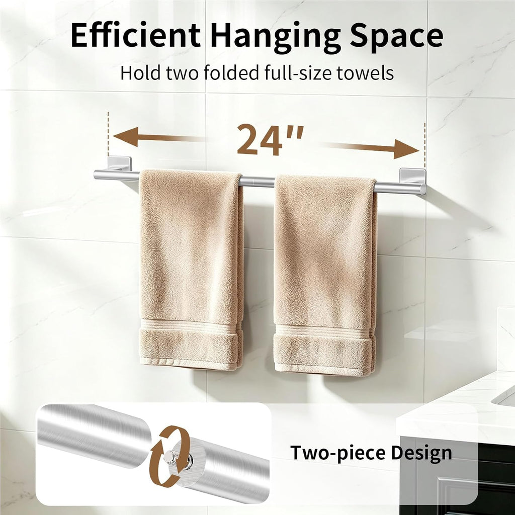 Brush Nickel Towel Bar, 24 Inch Towel Racks for Bathroom Wall Mounted