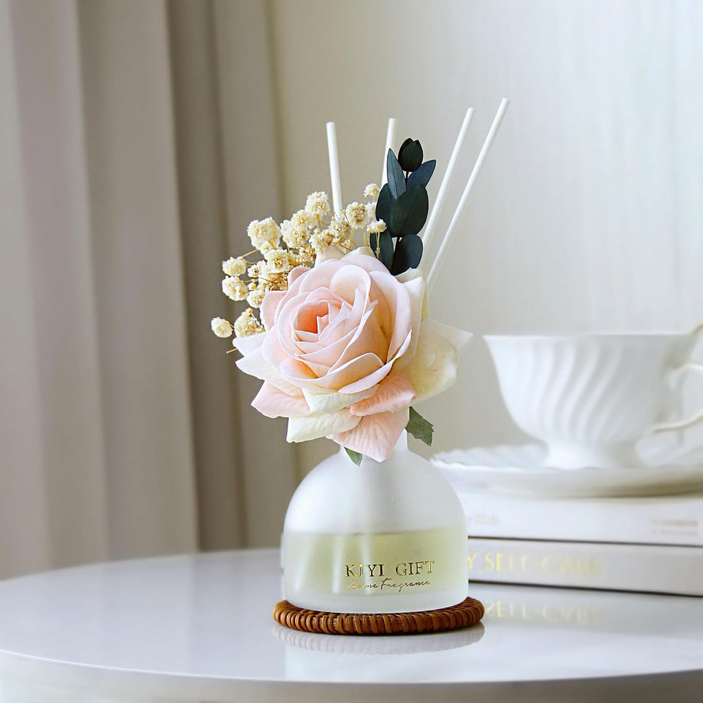 Reed Diffuser Set, 4.06 oz Scent Diffuser with 6 Sticks, Home Fragrance, Reed Diffuser for Bathroom Shelf Decor, Jasmine Rose
